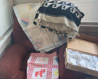 Vintage Blankets and Doll House Furniture