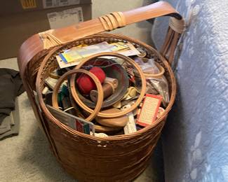 Large Asian Wedding Basket 3 Layers FULL of Sewing Accessories