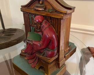 Painted bronze bookends