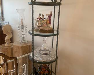 Round glass/wrought iron  etegere
