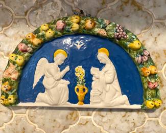 Italian ceramic della robbia style wall plaque