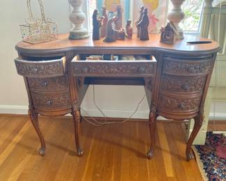 Carved kidney-shaped ladies desk/vanity