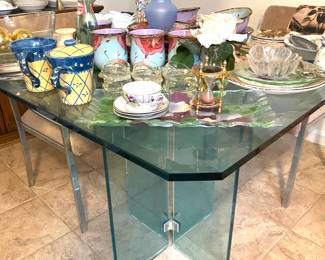 Square glass kitchen/card or games table