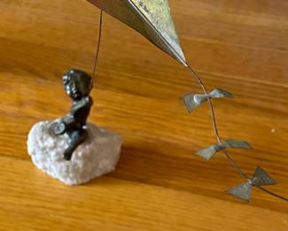 Curtis Jere-style bronze boy w/kite
