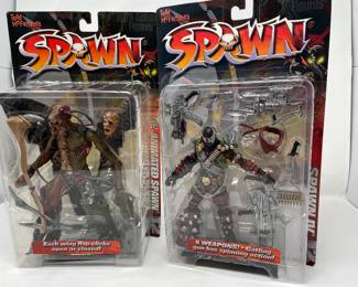 Sold as a Set of 2:  Spawn Series 12 Dark Ages 2 - Re-Animated Spawn 2A27.  Spawn Series 12 Gatling Gun Unmasked Variant Figure, NIP,  $30