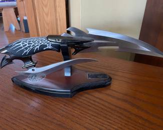 Gil Hibbens Scorpion 2011 fantasy knife & stand, $125
