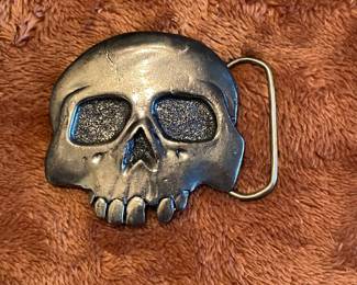 Vtg jawless skull belt buckle, $15