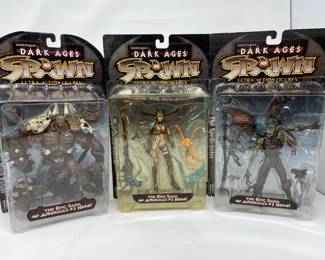 Sold as a set of 3:  1998  Dark Ages Series 11, The Black Knight.  Spawn Dark Ages Skull Queen Series 11.   Spawn The Dark Ages Series 11 The Spellcaster 1998, NIP,  $40