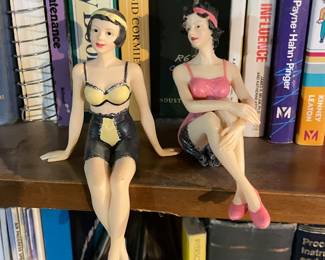 Vtg Bathing Beauty yellow/black & pink swimsuit shelf sitters,  $10 each