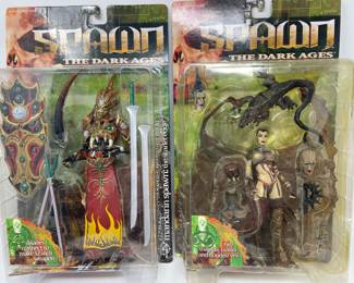 Sold in a set of 2:  Spawn The Dark Ages, Series 14,  Mandarin-the scarlet edge & Necromancer,  $30