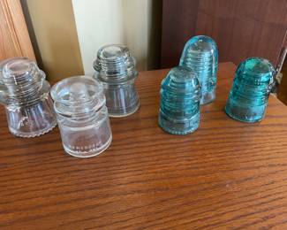 Clear Hemingway and Blue insulators,  $6  each