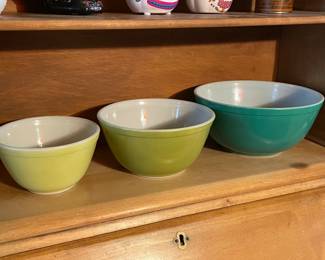 Set of 3 Pyrex bowls,  $75