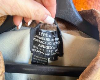 Tag inside of  Leather collar army air force, A-2 Avirex jacket ~
