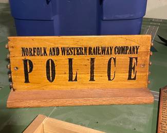 Norfolk and Western Railway Company Police Wood sign , 14" x 7",  $16