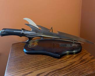 Gil Hibbon Knife and stand, Griffyn 2000 edition, $125