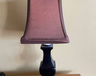 Small black lamp w/fabric shade,  12"H,  $15