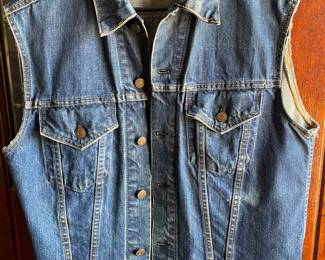 Vintage Levi's jean vest w/patch on back,  Size Large, $58 