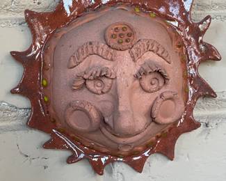 Clay Sun Woman wall plaque 5.5" diameter,  $10