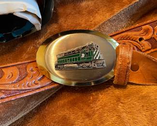 Frisco and Northern Pacific Green locomotive belt buckle,  $20