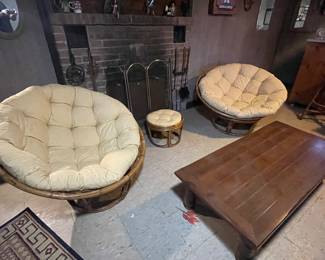 Large Vtg Papasan chair with cushion,  2 available, $ 175 each