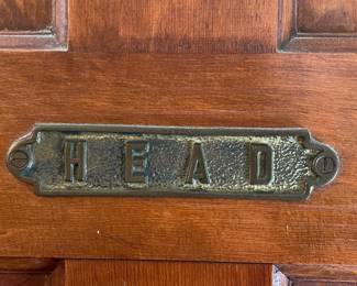 Vintage Brass "Head" door plaque, 6"L,  $10