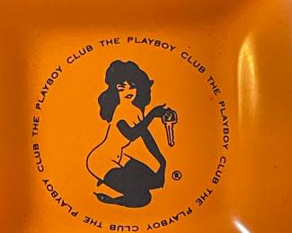Closeup of Playboy Club orange ashtray~