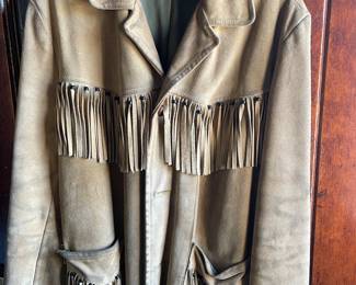 VTG  suede leather Fringe Jacket Coat,  Size 40 Reg,  $125