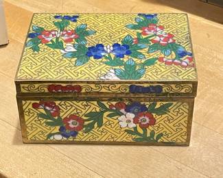 Yellow floral metal trinket decorative box,  $30
