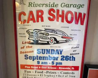 Riverside Garage Car Show framed poster, $20