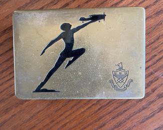 Trinket Box ... Engraved Metal Jewelry Box ... Vintage Tin Cigarette Box ... Hotel Jefferson, St. Louis, Niehaus Jewelers ... Early 1900s, 4 1/2"W x 3"D x 1 5/8"H, $65