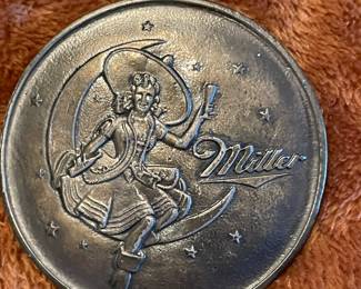 Vintage 1974 Miller The Lady in the Moon belt buckle, $28