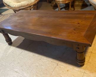 Wood coffee table, 58"W x 26"D x 15"H,  $125