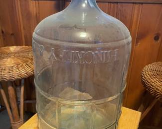 Vtg Hinkley Glass Water jug, 2 available, 21”H, $40 Each