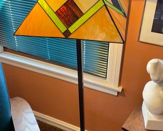 Diamond Stained glass floor lamp, 60"H x 17.5"W, $115