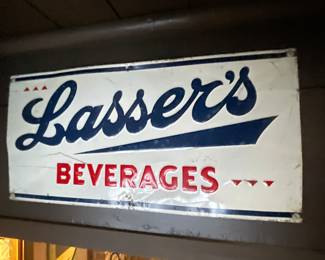 Lasser's Metal Vintage Beverage sign, 23" x 12"H,  $90