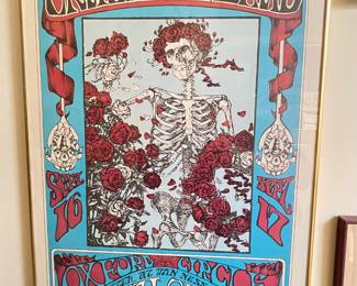 Grateful Dead Skull & Roses framed concert poster, 1966,  20"W x 28"H, $350