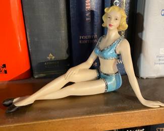 Vtg Bathing Beauty blue swimsuit shelf sitter,  $10
