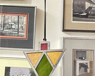 Stained glass hanging arrow, Approx 4"L,  $14