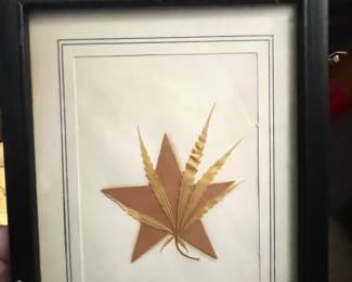 Framed Star w/dried Marijuana leaf,  $8