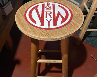 NW North Western RR Porcelain Railroad sign on stool, $30
