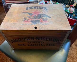 Additional view of Vintage Anheuser Busch Budweiser Beer Crate Advertising Wooden Box ~
