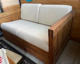 Heavy Duty Wooden Sofa w/cushion,  53"W x 32"D x 27"H,  $265