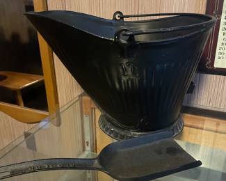 Ash/Coal Bucket; $48,  Cast Iron Ash Scoop, 16”, $22