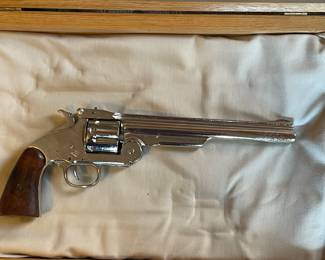 Faux decorative metal display silver gun, $24