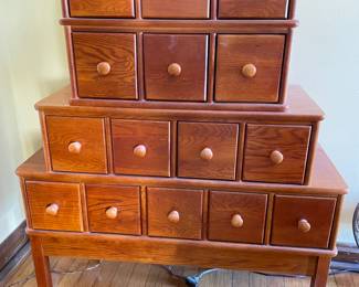 Apothecary wood cabinet, 34"W x 41"H x 12"D,  $275