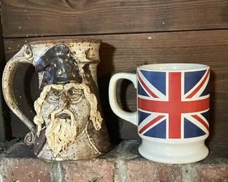 Sculpted Wizard Mug,  $10.  Union Flag Mug,  $8