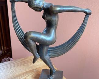 Antique Art Deco Bronze Dancing Girl Statue, 1920's, 9.25"H x 7.5"W.  $125