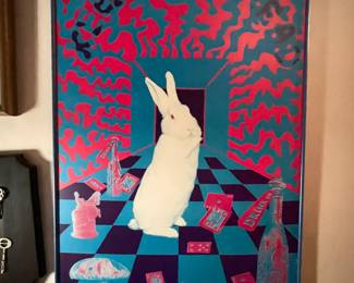 Vtg White Rabbit Keep Your Head blacklight poster framed.  $TBD.  If you are interested in purchasing, please indicate through the email.  I will know by Thursday evening the sale price.