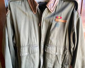 Leather collar army air force, A-2 Avirex jacket with details on back, Size L,  $ 135