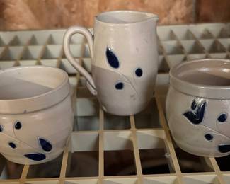 Williamsburg Pottery mini pitcher & crocks